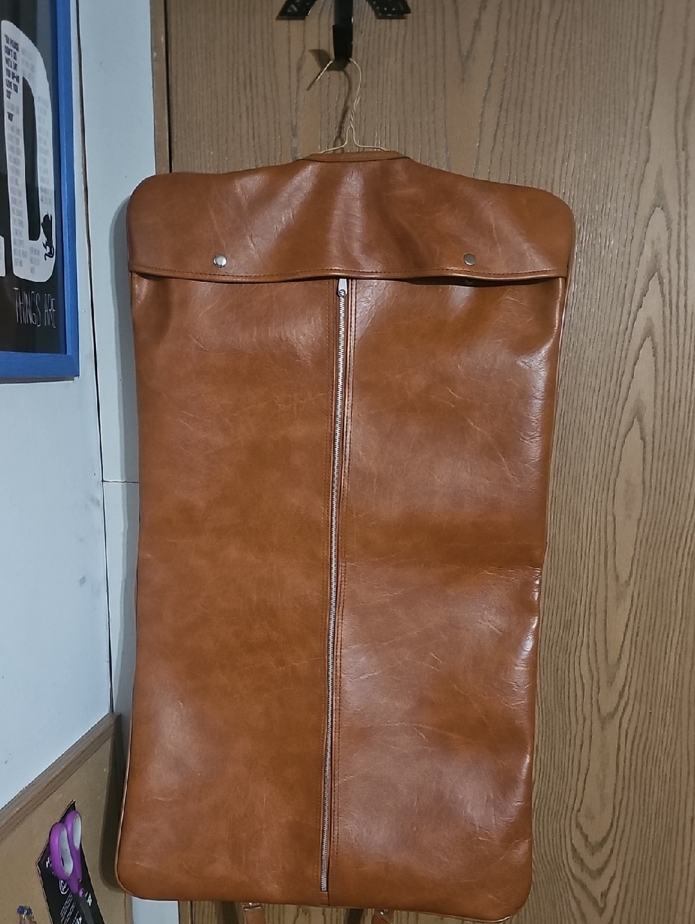 Classic Tan Leather Garment Bag